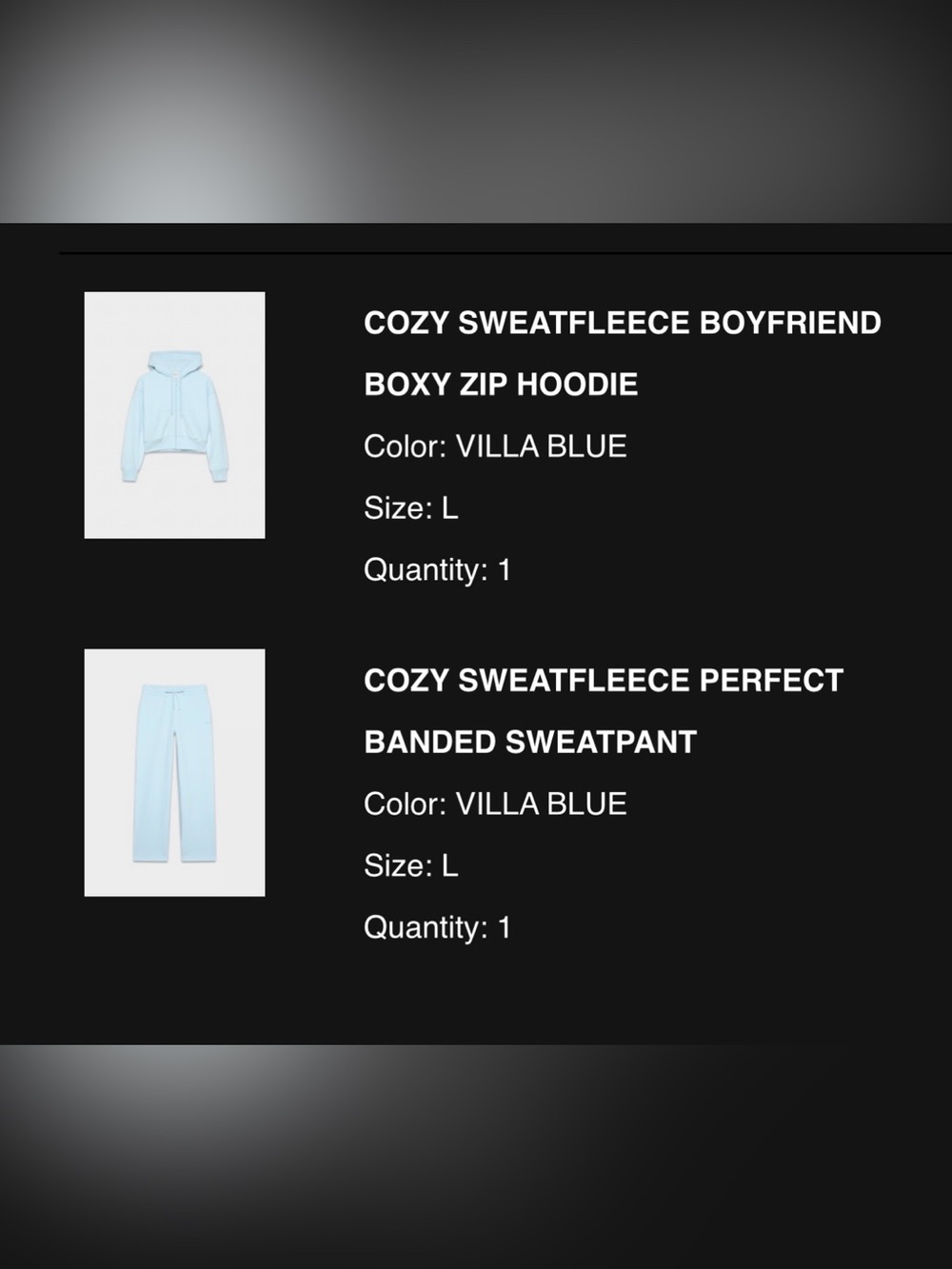 Aritzia Set size large in colour villa blue